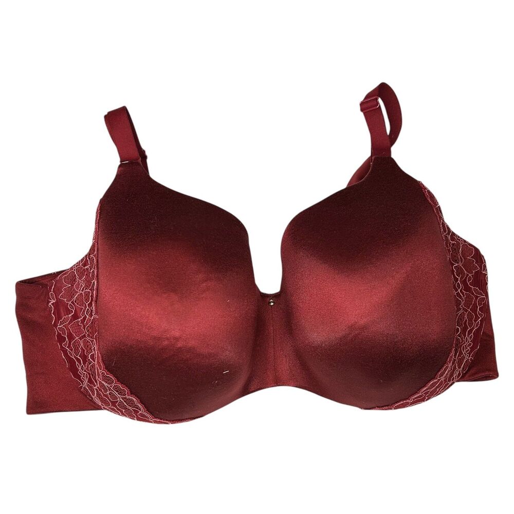 Cacique lightly lined red floral lace bra 44F 44DDD